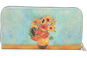 MICHELLE MOON - Portafoglio Donna Grande in Morbida Pelle Sintetica con Portamonete Donna e 12 Slot per Carte e Tessere | Elegante Borsellino Donna con Zip, Portafoglio Ragazza Stampa Girasoli