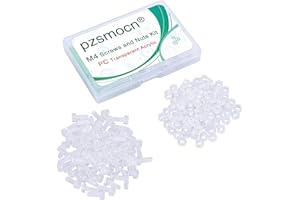 Pzsmocn 200 Piezas / 100 Juegos M4 PC Juego Tuercas y Tornillos Acrílico Diáfano. M4 * 10 mm Tornillo Plástico PC Acrílico Diáfano Cruz Apriete Mano Tornillo Redondo y kit de Tuercas Hexagonales M4.