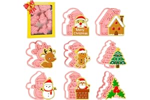 GoldOars 8Pcs Formine Biscotti Natale, Formine Biscotti, 3D Formine per Biscotti, Adatto per biscotti alla frutta della torta della festa di Natale