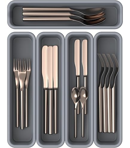 Organisateur D'Argenterie Avec Couvercle - Plateau Couverts 33x28.5cm Pour Tiroir Et Comptoir Cuisine