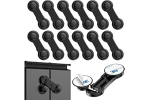 Kimsky 12 Stück Kindersicherung Schrank, Schwarz Kindersicherung Schubladen für Babys und Kleinkinder, Schubladensicherung für Möbel, Küche, Schranksicherung Baby Mit Kleber, kein Bohren