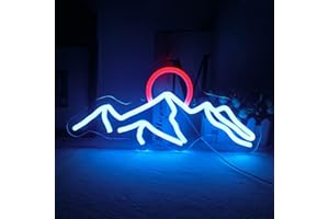 INEONLIFE Montagne néon signe montagne coucher de soleil LED néon glace Bleu Rouge montagne lever de soleil USB néon signe décoration murale chambre salon Hôtel décoration cadeau