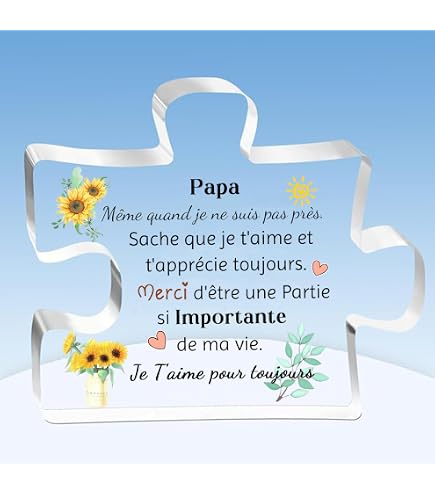 MKISHINE Papa Cadeau Pour Fete des Peres - Plaque Acrylique Gravée pour Futur Papa Idee Cadeaux