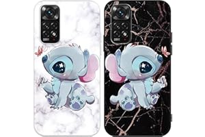 OMYZO [2 pezzi] Cover per Xiaomi Redmi Note 11S/11 4G 6,43",Cute Stitch Cartone Animato Anime Disegni Case Morbide Silicone Protettivo Opaco TPU Bumper Ultra Sottile Antiurto Custodia per Redmi Note 11