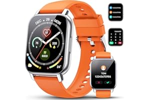 POOUNUR Reloj Inteligente Hombre Mujer, 1.95'' Smartwatch Hombre con Llamadas Bluetooth, Pulsómetro, Monitor de Sueño, Podómetro, 110+ Modos Deportivos, Color Naranja