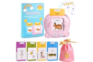 Dokkita Cartes Flash Parlantes (Français Standard), Cartes éducatives pour Enfants de 2 à 6 Ans, Jouets éducatifs pour écouter et Apprendre Mots Français, Flash Jouets éducatifs, 224 Mots-Rose