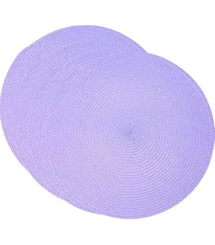 Platzsets Aus Gewebter Baumwolle | Rund, 38 Cm Durchmesser | Violett, 6 Stück | Hitzebeständig & Leicht Zu Reinigen