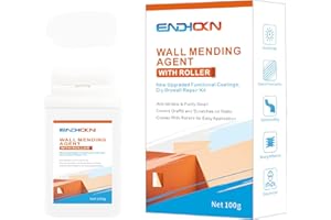 Wall Mending Agent With Roller 100g, Endhokn Wall Repair Kit Waterproof, Quick Drying Wall Repair Paste, Graffiti, Scratches, Stains, Cracks, Peeling, Wall Repair Agent Kit (White)