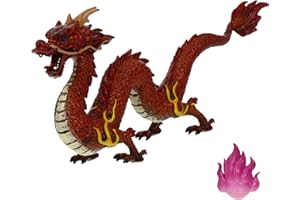 TOYANDONA Chinesische Feng Shui Drache Statue Kunststoff Alten Drachen Figur Drache Modell Östlichen Traditionellen Schmuck Desktop Dekor für Home Dekoration Kinder Spielen (Rot)