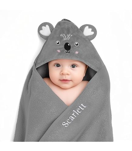 Personalisiertes Baby Kapuzenhandtuch Mit Name - 80x80cm Korallenfleece Badetuch