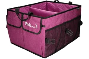 PMK GRUPO - Organizer per Bagagliaio | Contenitore Pieghevole Impermeabile e Regolabile | Organizzatore per Bagagli per Auto con Grande Capacità - Colore Bordeaux