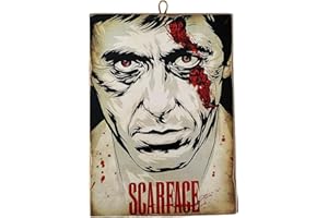 KUSTOM ART Cuadro de estilo vintage de los famosos "Al Pacino en Scarface" - Impresión sobre madera para decoración de restaurante y pizzería, tractor bar, hotel, locanda