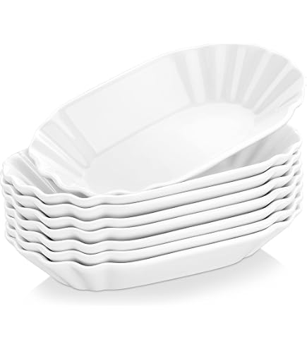 MamboCat Set Di 2 Ciotole In Porcellana Per Patatine Fritte, Ovali, Bianche, Lavabili In Microonde