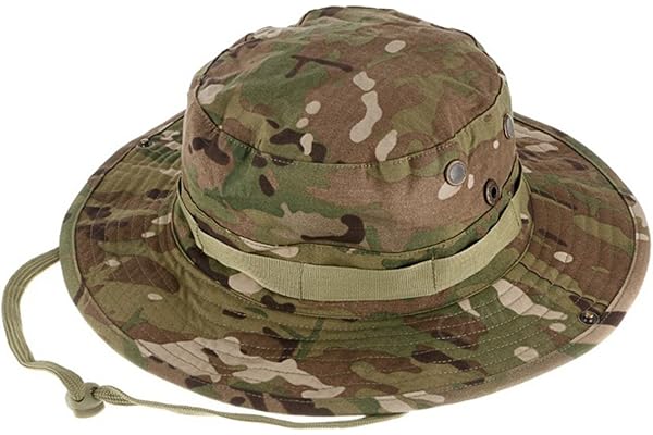 QMFIVE Tactique Boonie Chapeau, Camo Round Chapeau pêcheur Chapeau de Soleil pour Paintball Airsoft Camping Outdoor