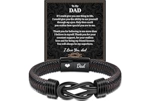 VU100 Braided Leather Bracelet for Men - Inspirational Gifts for Dad, Boyfriend, Husband on Fathers Day, Graduation, Birthday