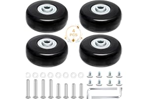 RUICAIFU 4 PCS 50x18mm Luggage Suitcase Replacement Wheels, Rubber Luggage Wheel Repair Kit Heavy Duty Suitcase Wheels Replacement with Screws for Luggage Suitcase (Black)