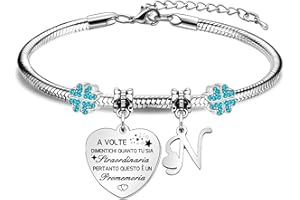 HEYEJET A Volte Dimentichi Quanto Tu Sia Straordinaria Regali per Donne Ragazze Braccialetto Pendente d'Argento con 26 Lettere, Idee Regalo per Compleanno Festa della Mamma Natale Regali di Amicizia