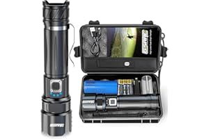 Gisaae linterna led recargable de alta potencia con 5 modos 20000 lumens, linterna pequeña, IP64 linterna resistente al agua para caminar.