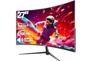 Gawfolk Monitor 27 Pulgadas 100Hz FHD 1080P, 1800R Monitor PC Gaming Curvo, Monitor Ordenador con hdmi, VAG, Compatible con VESA, Eye Ease, Inclinación Ajustables, Flicker-Free, Low Blue Light