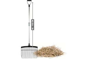 horizont Schwedengabel mit verstellbarem Aluminiumstiel 75–115 cm, Mistgabel für Kinder & Erwachsene, leichte stabile Dunggabel, ergonomisch & wetterfest, Heugabel Kinder, Bollengabel