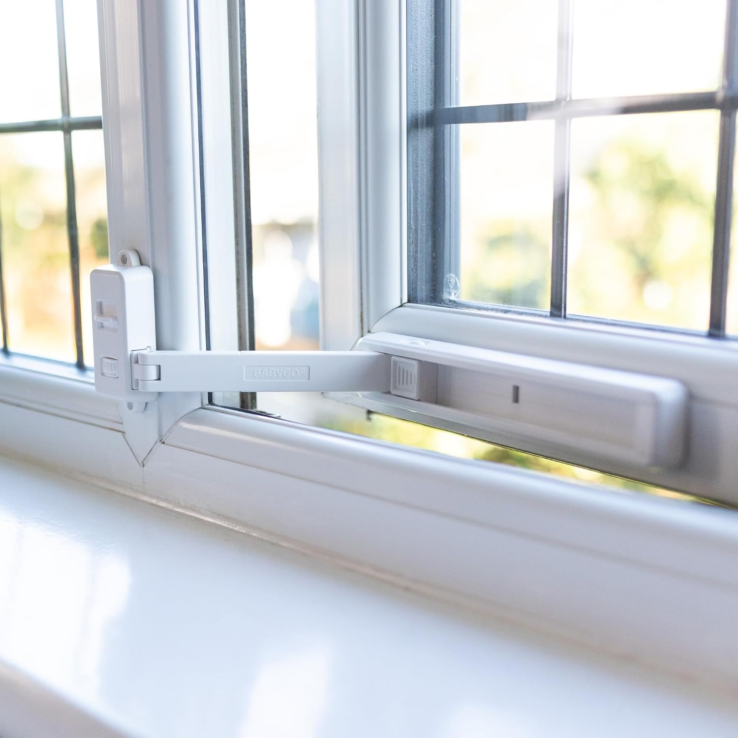 BABYGO® Window Restrictor – Child Safety Lock for UPVC, Wooden, Metal & Aluminium Windows | Self-Adhesive, No Tools or Drilling | Easy Fit Child Window Lock, White