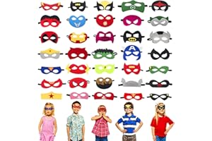 HOSSOM Máscaras de Superhéroe, Máscaras para Niños y Adultos, Máscaras de Cosplay de Superhéroe, Cuerda Elástica Máscaras de Ojos, Suministros de Fiesta de Superhéroes (35 Piezas)