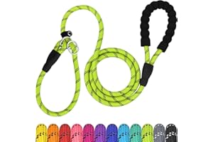 TagME Reflectante Correa Perro Adiestramiento,Correa Retriever,Correa de Entrenamiento,Correa Ajustable Perro Grande,Ø12mm x 185cm,Verde