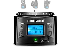 Mantona Elektrischer 360° Panoramakopf, Schwenkkopf mit Endlosrotation, Stativkopf für Panorama, Kamera Zubehör für GoPro Action-Kameras & Smartphones