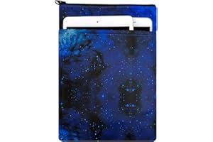 Kostoo Zipper Book Pouches, Travel Book Protector with Front Pocket for Paperbacks & Hardcovers, Washable Book Covers Case in Blue