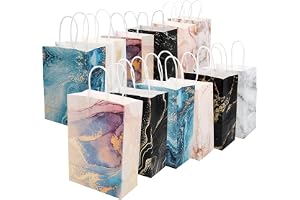 12 stycken presentpåsar med handtag, presentpåsar födelsedag kraftpapperspåsar, ge bort barnfödelsedag, papperspåsar för föde