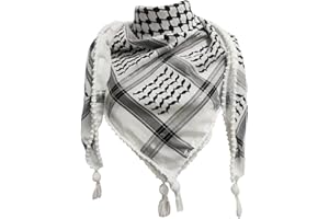 Licsaliwe Bufanda palestina de 48 x 48 pulgadas keffiyeh palestina auténtica bufanda para el cuello tocado de shemagh de algodón pañuelo árabe unisex keffiyeh palestino con borla