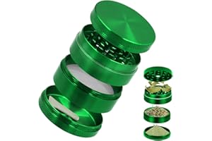 RUNEAY Herb Grinder, Premium Metal Herb Grinder 4 Layers with Pollen Catcher,Grinder Zinc Alloy Grinder for Spice Herb Coffee, Green Ø 63mm