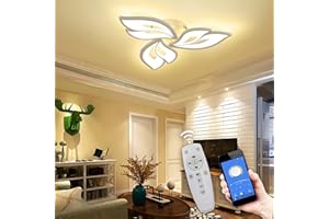 TETIPA Plafonnier LED APP à intensité variable - Lampe de salon - Lampe de chambre à coucher avec télécommande - Changement de couleur - Plafonnier moderne à économie d'énergie - Éclairage de plafond pour
