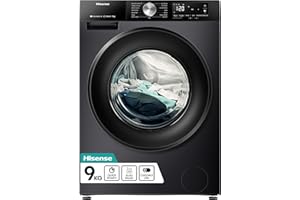 Hisense 3S WiFi Series WF3S9043BB3 9 KG Front Load Washing Machine Durable Inverter, Steam Wash, Quick Wash, 19 Programmes 1400 RPM - Black Energy Rating A
