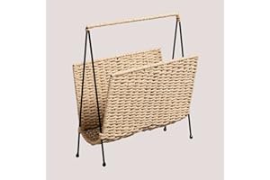 SKLUM Zeitungsständer aus Metall und geflochtenem Papierb Nerin Natürlich