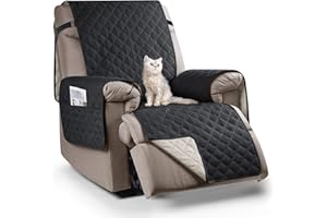 TAOCOCO Recliner Sofa Covers, Sofa Cover Waterproof Protector, Chair Covers For Armchairs With Side Pocket(1 Seater,Black) (JS-SXDFG1BL)