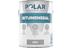 POLAR SPECIALIST COATINGS Polar Bitumenseal Grey Paint - 5KG - Instant Waterproof Bitumen Roof Sealant - Ideal for Leaks, Cracks & Pitched Roof Repair - Concrete, Brick, Asphalt, Drainpipes & Gutters - Easy to Apply