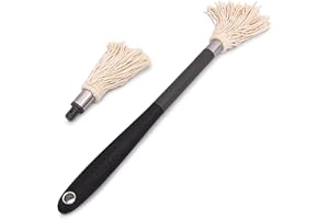 GRILLHOGS 18" Basting Mop - BBQ Mop Brushes for Sauce, Extra-Absorbent Double Head, Ergonomic Insulated Soft Grip Handle, Dishwasher Safe BBQ Grill Brush & Sauce Brush