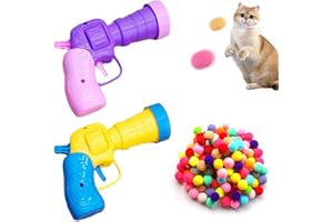 DAZZLUXE 2 Pistolas Divertidas para Gatos con 60 Bolas de Peluche, Lanzador Interactivo, Juguete y Regalo (Azul)