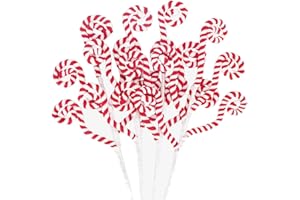 KUNJOCY 4 Stück Weihnachts-Süßigkeiten-Picker, Zuckerstange, Weihnachtsdekorationen, Weihnachtsbonbons, gelockte Picks, rot und weiß, Weihnachtsbaumspitze, Topper für Weihnachtsbaumschmuck, Ferienhaus (rot)