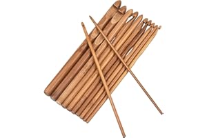 YEEMEEN 12PZ Set de Agujas de Tejer Punto Agujas Ganchillo Bambú, Set de Ganchillos Crochet Ganchillos Crochet Kit Set Agujas de Bambú Agujas de Punto de Madera para le Tissage Adultos Principiantes, 3 a 10mm