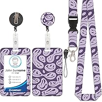 Portabadge Leopardato Viola Con Cordino Retrattile - Per Carte D'Identità E Badge - Foto 7