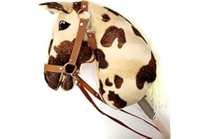 HORSE & TOYS Hobby Horse Groß A3 (Pferd auf Stange) mit Zaumzeug wie abgebildet (spotted)