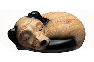 Kriss Art Haustierurnen, schlafende Hundeurne aus Harz, Hundeurnen für Asche, Kleintierurne (Khaki)