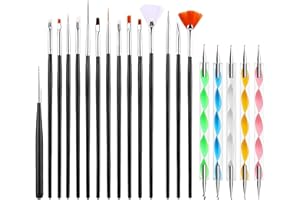 iLamdeetek 20 Stück Nagel Pinsel Set,Professionelle Nagel Pinsel,Acryl Nagel Kunst Pinsel,mit Dotting Tools,für gelnägel UV-Gel Nageldesign Nail Art