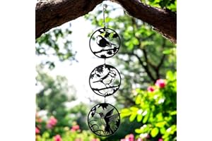Epsom Door Handle Black Bird Silhouette Hanging Trio Spinner 60cm X 15cm Kinetic Metal Wind Spinner for Garden Home Outdoor Hanging Bird Ornament
