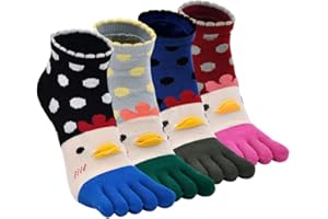 ZFSOCK Chaussettes 5 Doigts Femme Coton Chaussettes Orteils Séparés Running Chaussette Doigt de Pied Sport Femme Fantaisie Drole Motif à Animaux Chat Chien Taille 36-41