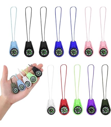 10 Stück Kompass Schlüsselanhänger Mit Karabiner - Bunte Outdoor Kompasse Für Wandern