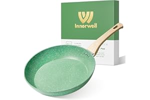 Innerwell Padella Antiaderente Induzione 28 cm, Alluminio, Senza Pfoa, Rivestimento Granito, Manico Ergonomico in Bakelite, Verde