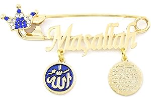 Remi Bijou Broches - Broche pour bébé enfant fille garçon porte-bonheur Masallah Allah Ayetel Kürsi prière Dua Nazar Boncuk oeil turc